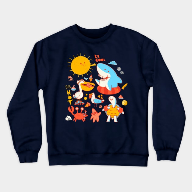 Cool and Hot summer beach party animals Crewneck Sweatshirt by ppmid